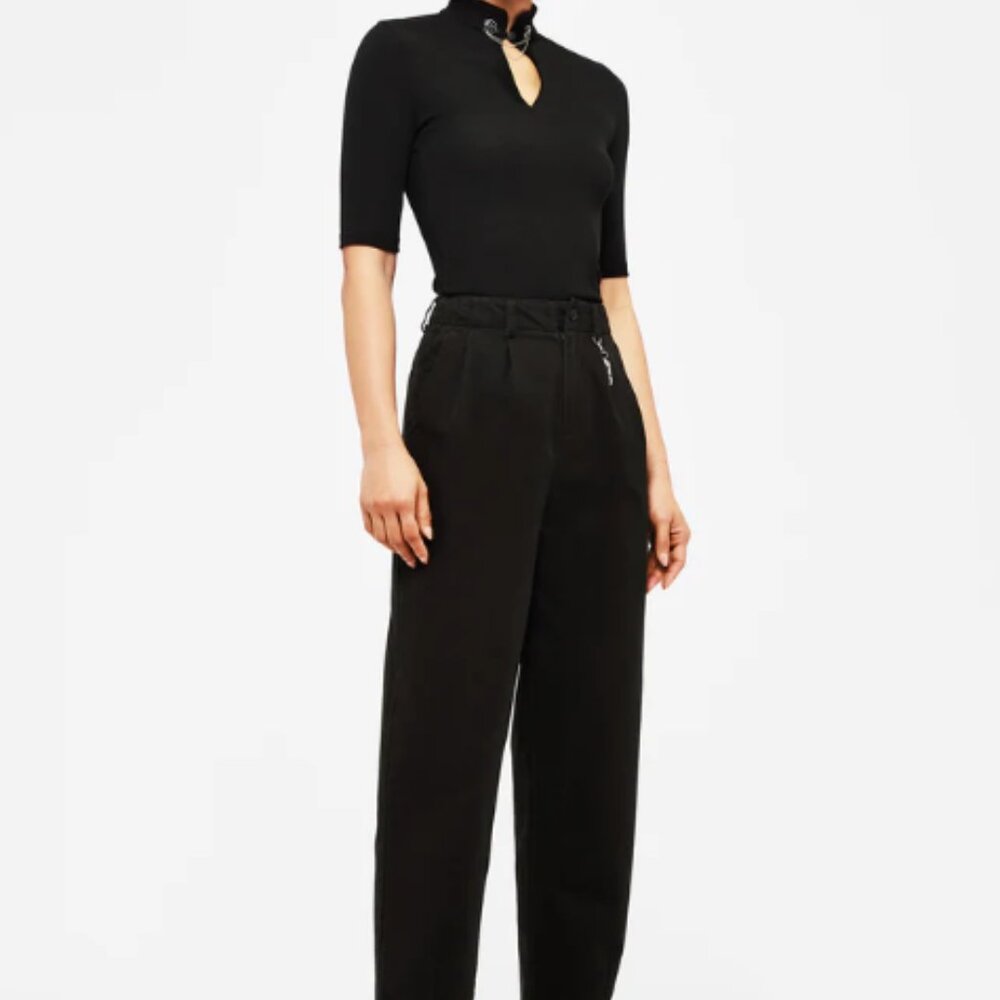 NEW Disturbia Womens Osteomancy Washed Cotton Tapered Trousers US 6 Black Goth - Picture 3 of 6